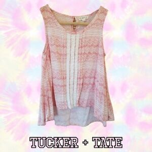 Tucker + Tate Pink White Print Tank Top